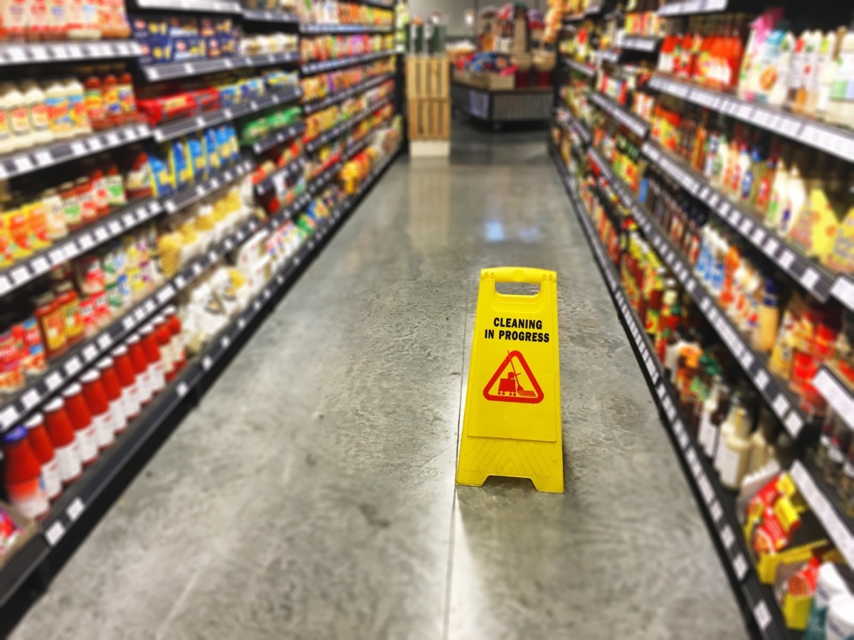yellow grocery store caution sign