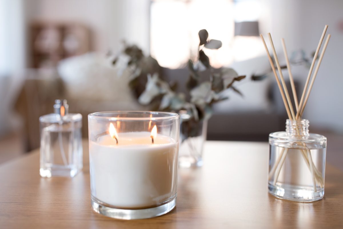 Home with candles: hygge concept