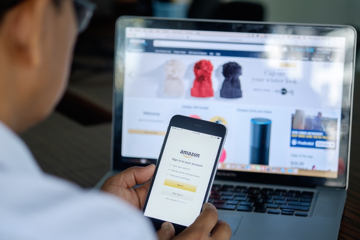 CHIANG MAI ,THAILAND DEC 21 2016 : iPhone 6 Plus showing Amazon apps. Amazon.com, Inc. is an American international electronic commerce company. It is the world's largest online retailer. Site