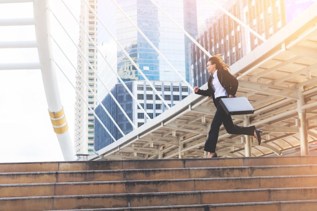 woman running late punctual