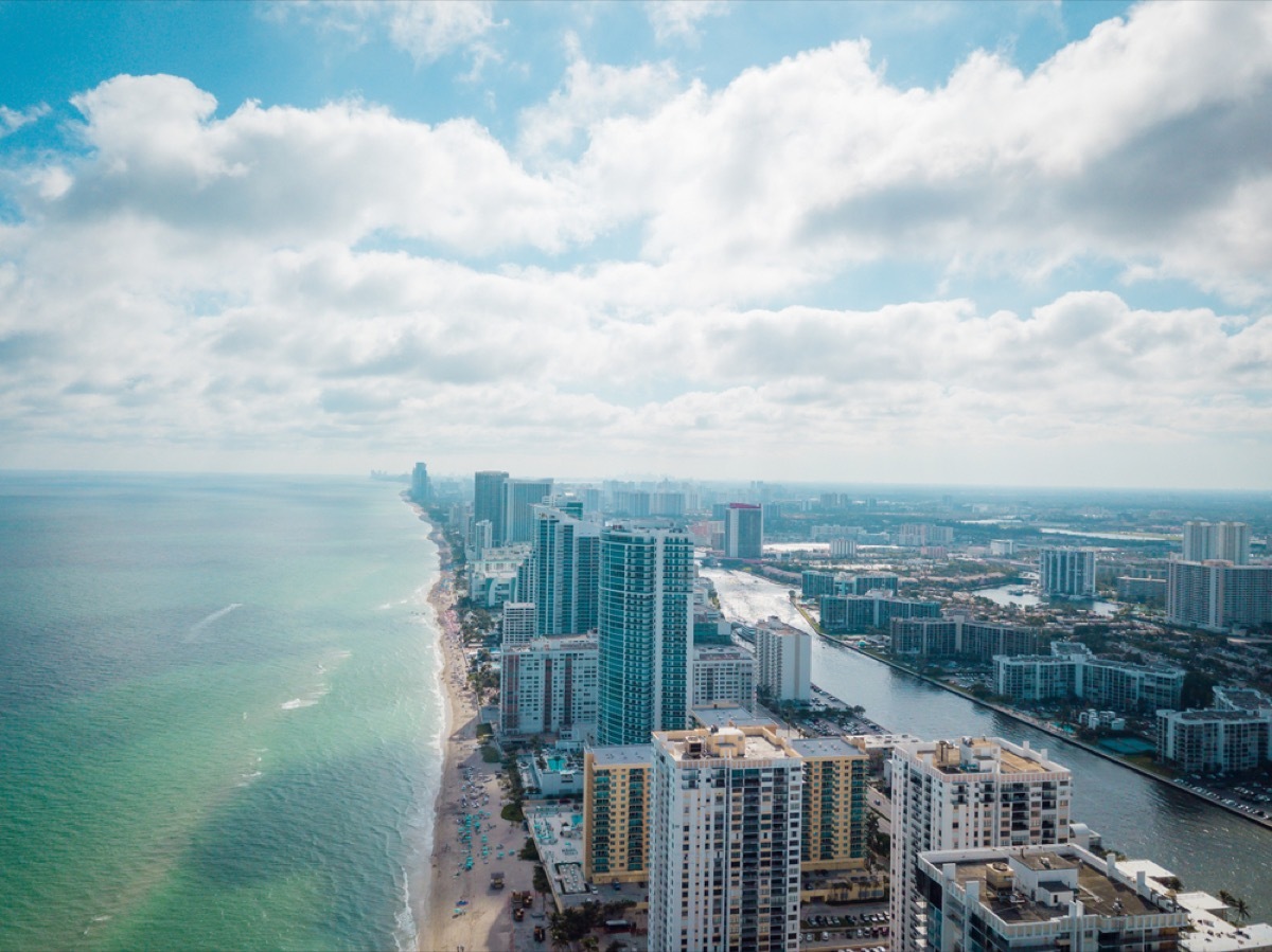 aerial view of hollywood florida beach
