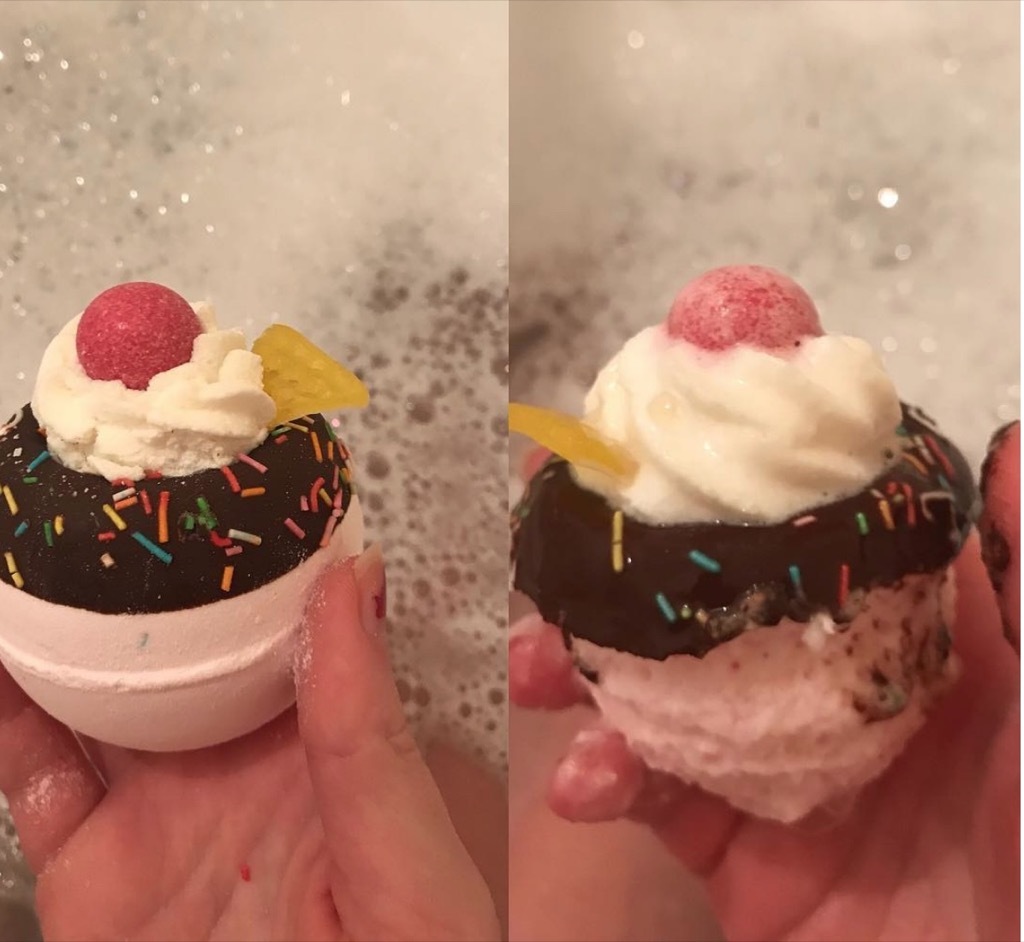 girl eating bath bomb