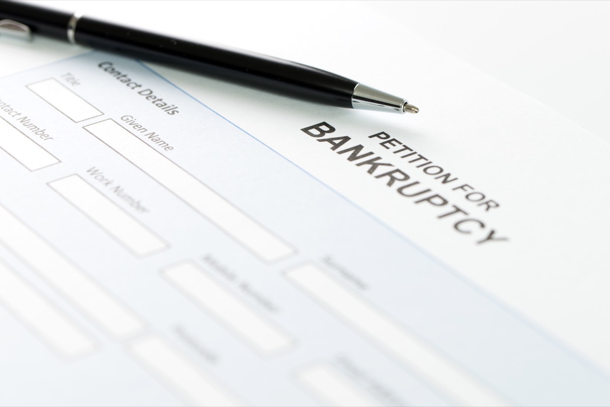 bankruptcy petition and pen