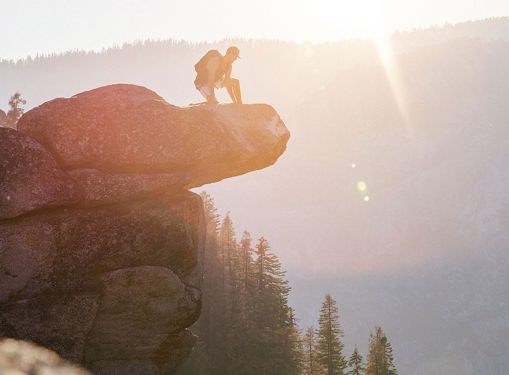 man on cliff
