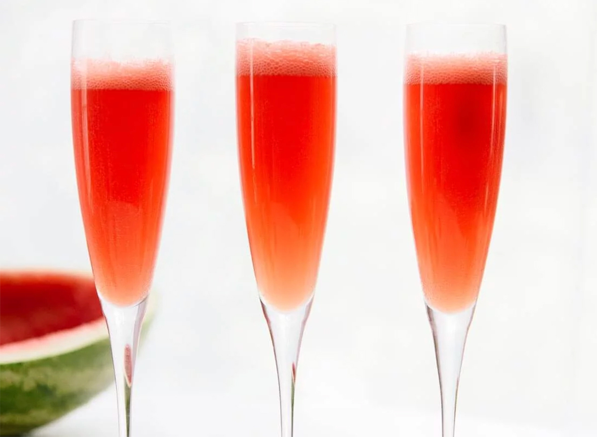 Valentine's day dinner watermelon mimosas