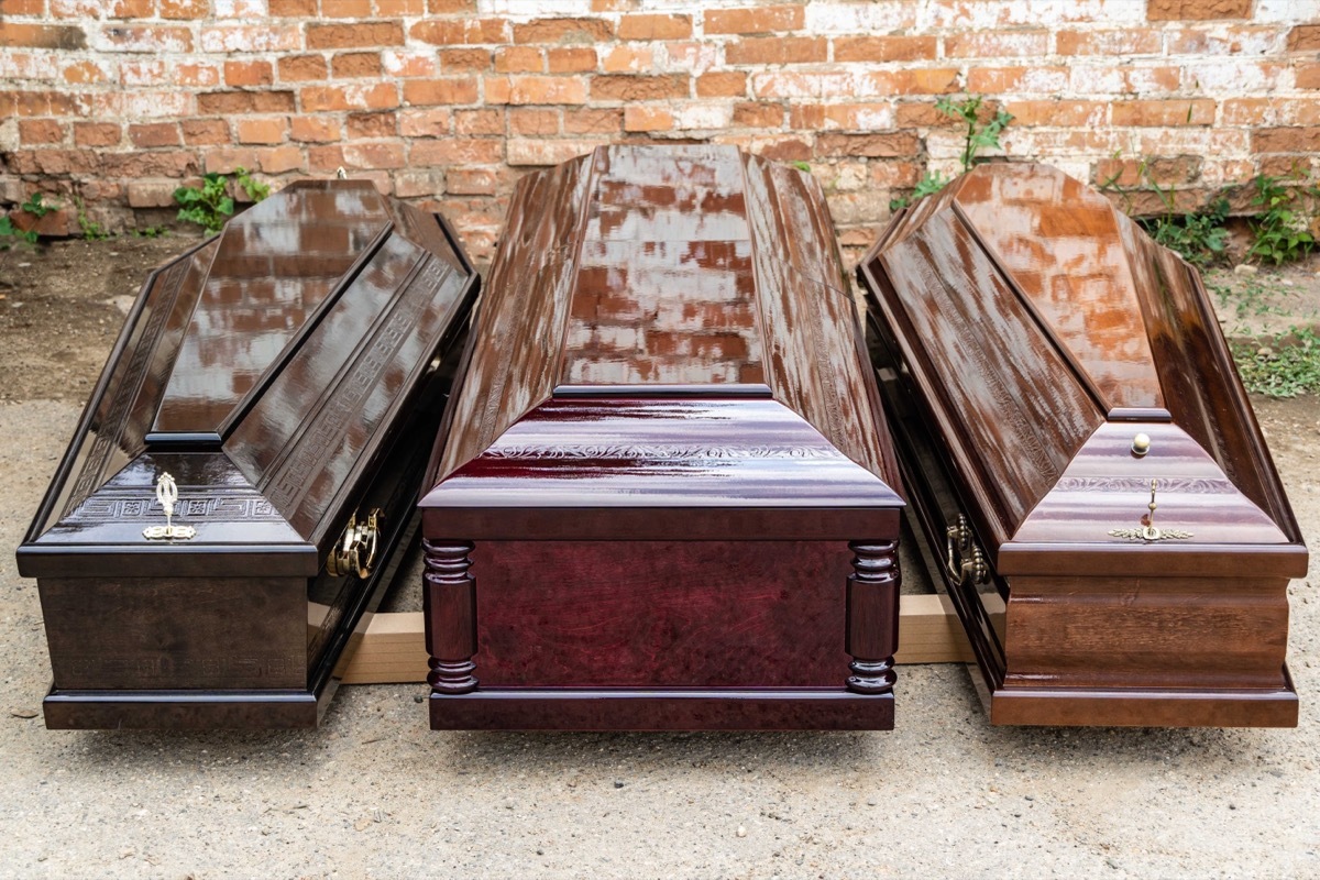 row of coffins representing a fear of death