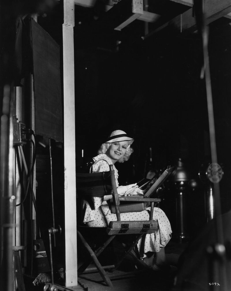 Jean Harlow on the set of