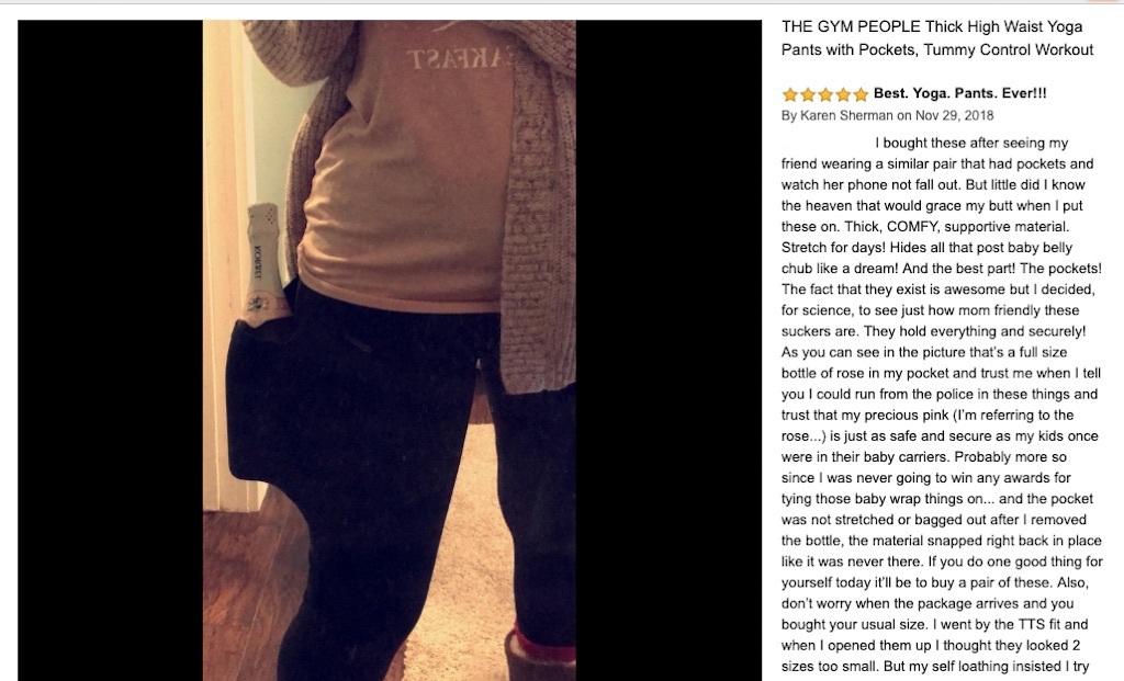 amazon review yoga pants pockets 