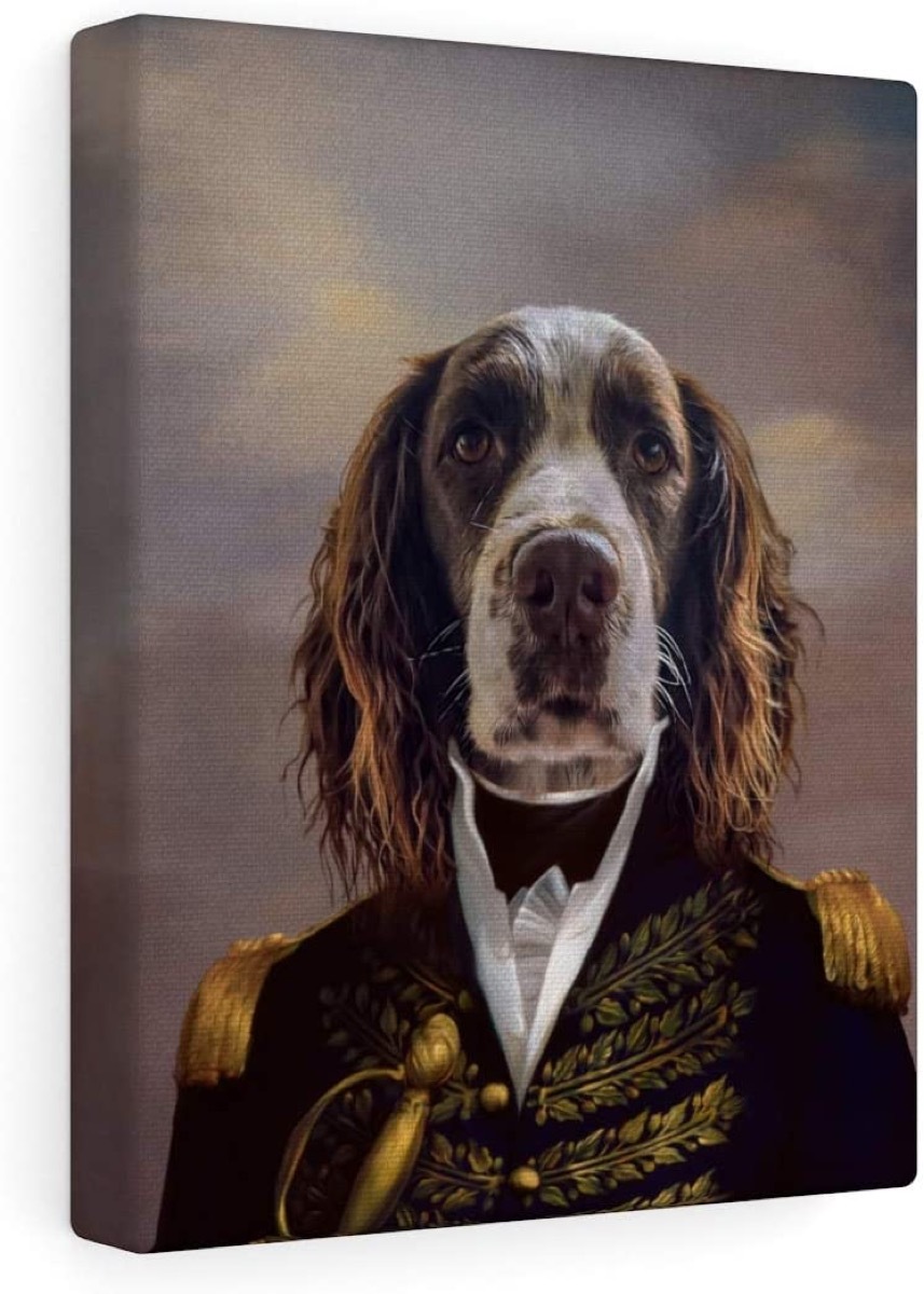 Renaissance dog portrait on canvas