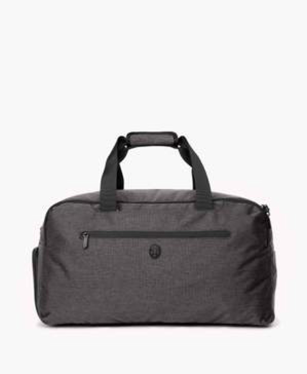 gray duffel bag