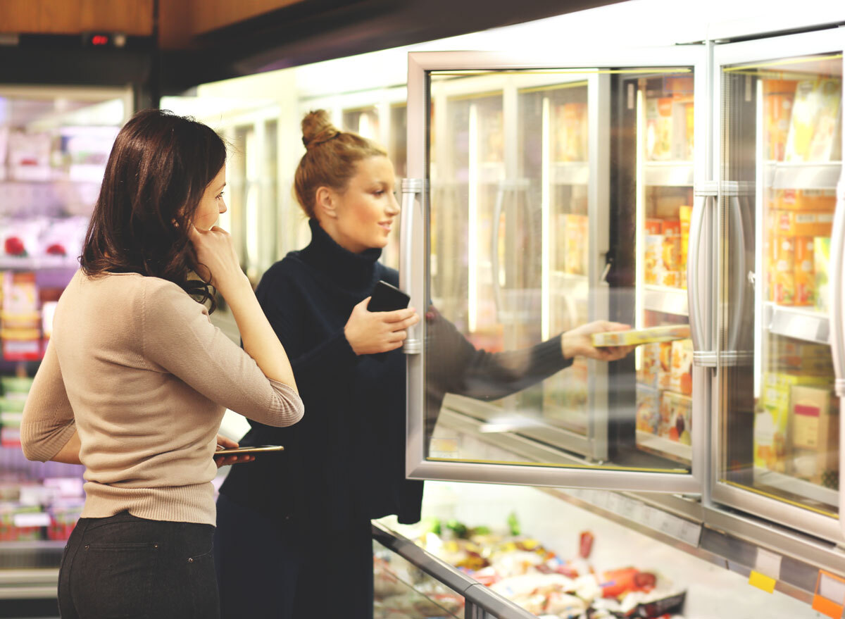 Women buying frozen food