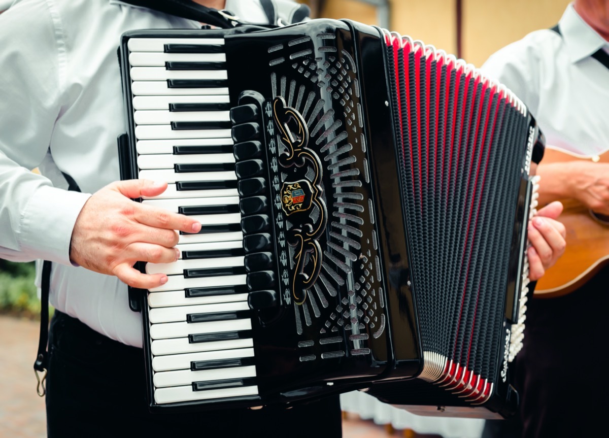 Accordion player in polka band