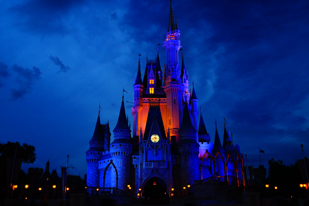 Disney cinderella castle at night