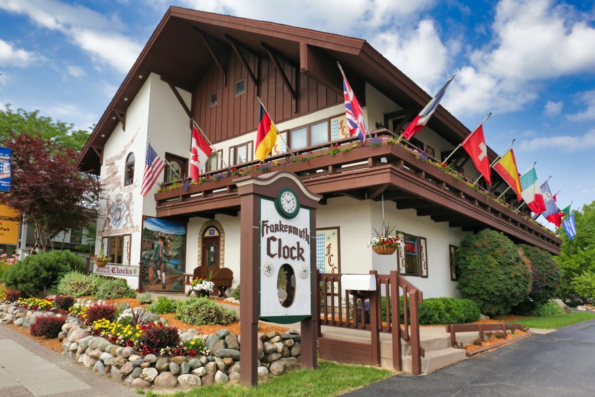 outside of a clock shop in frankenmuth michigan