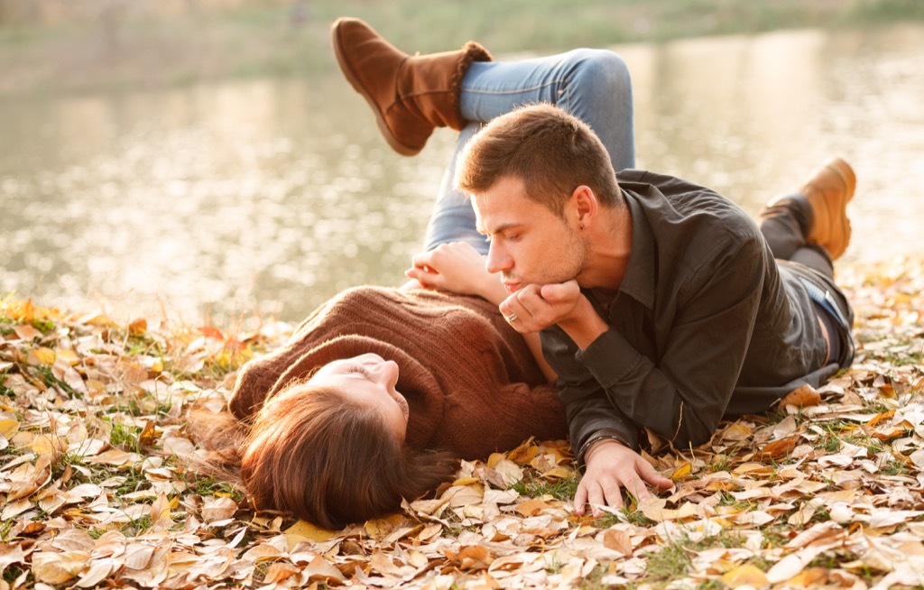 young couple, relationships, fall