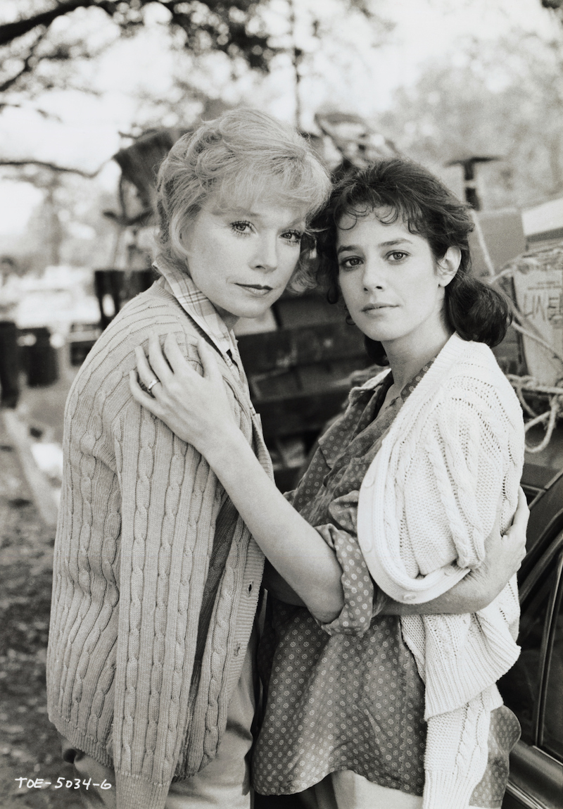 Shirley MacLaine and Debra Winger on the set of 