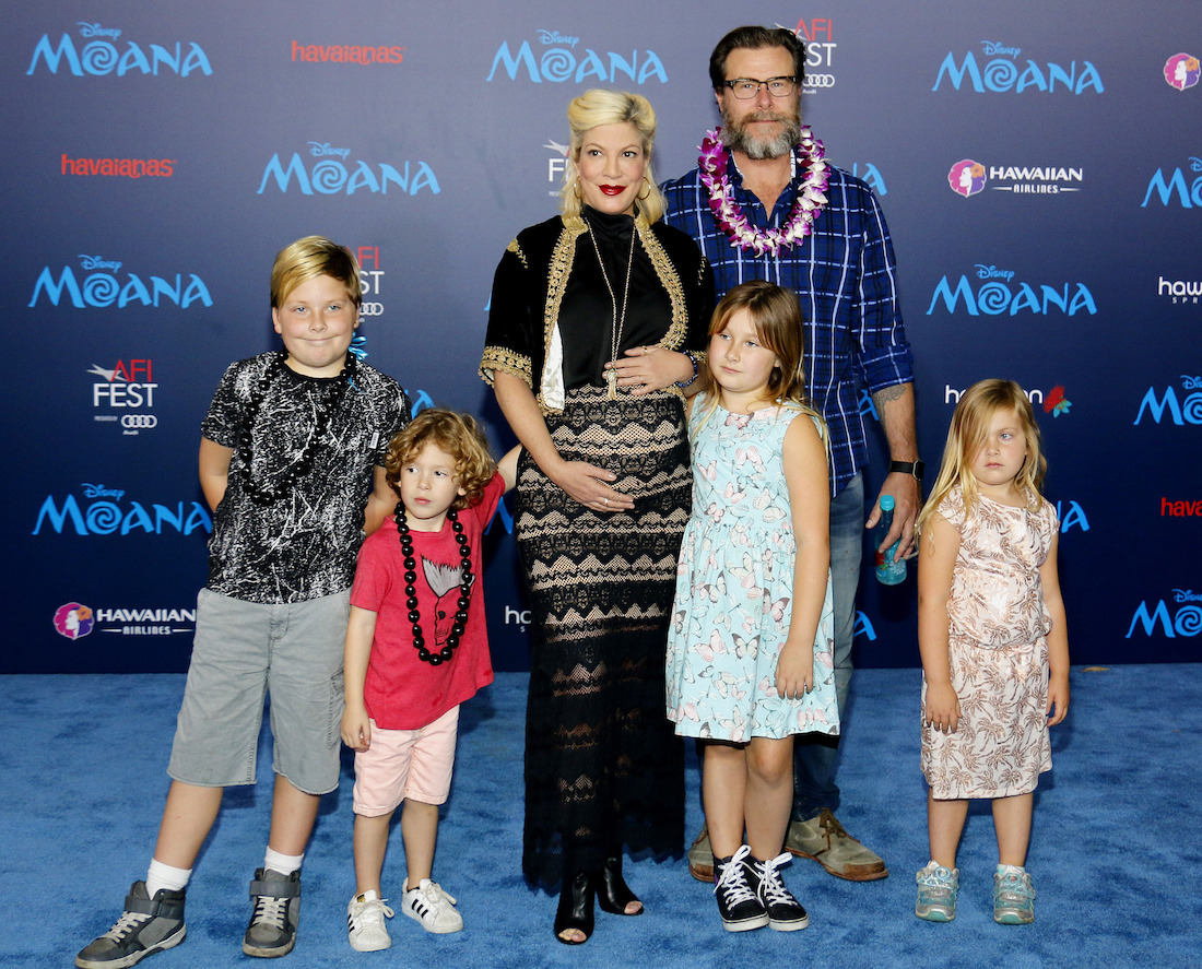 Tori Spelling, Dean McDermott, and their children at the premiere of