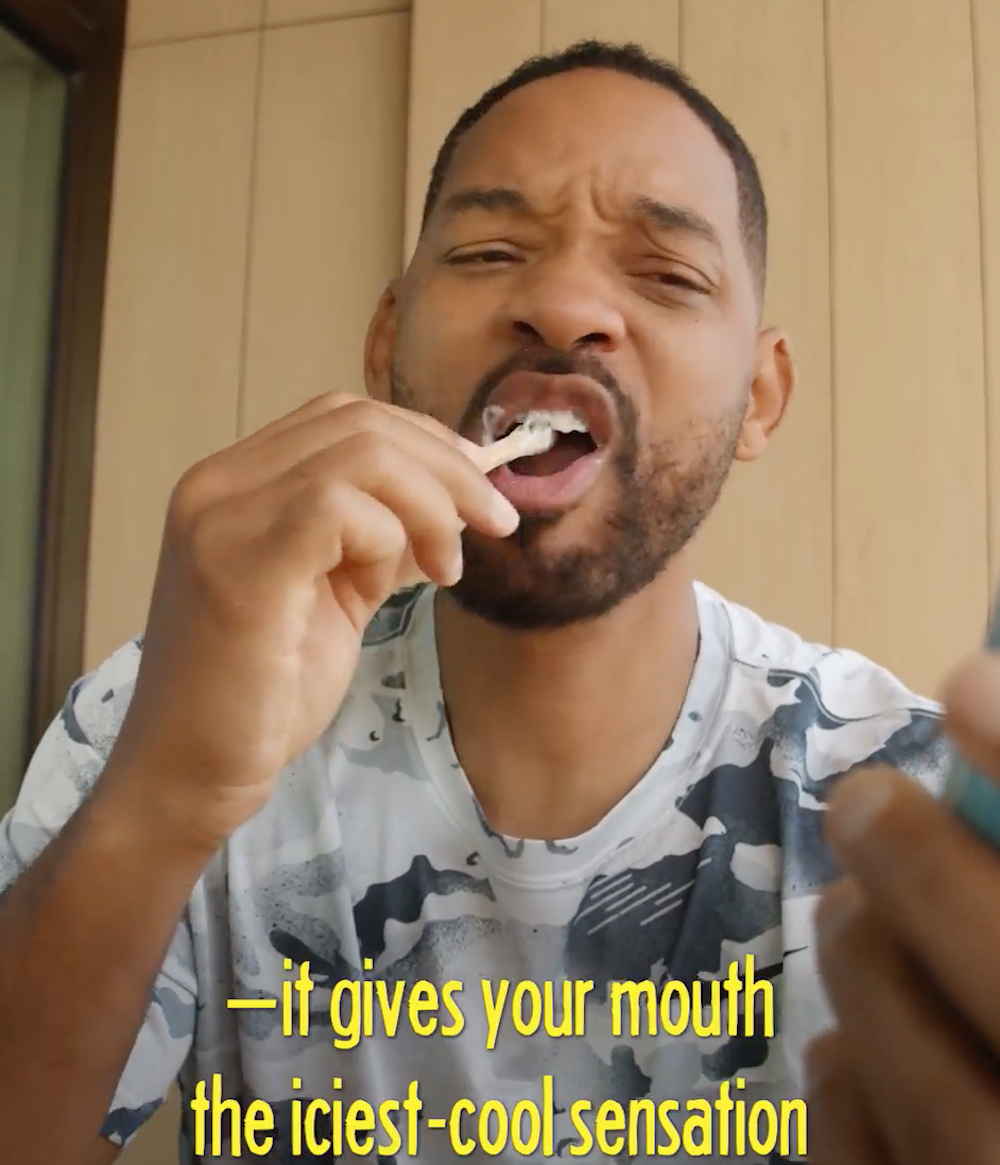 Will Smith brushing his teeth in the Hey Humans video