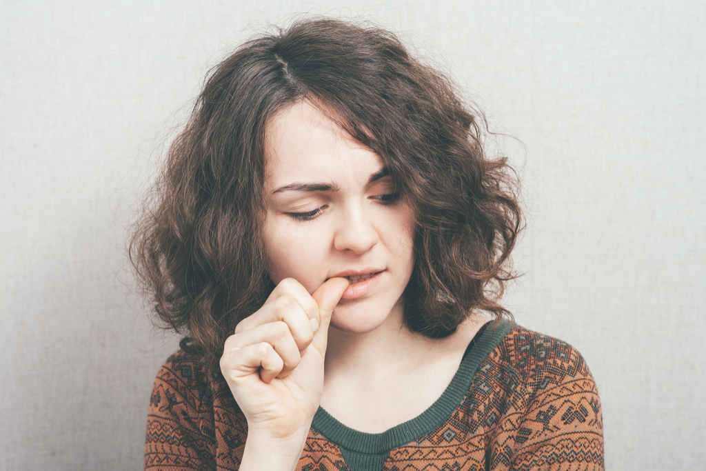 Self-Conscious Woman Fidgeting