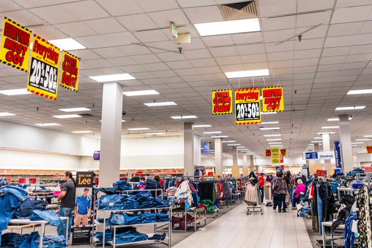 Sears store having its store closing sale; several Sears stores are scheduled to close in the next months as result of the company's reorganization efforts