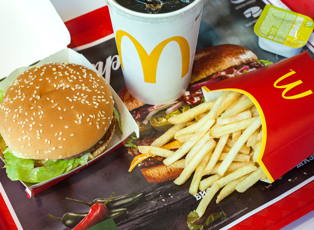 Mcdonalds burger fries and soda