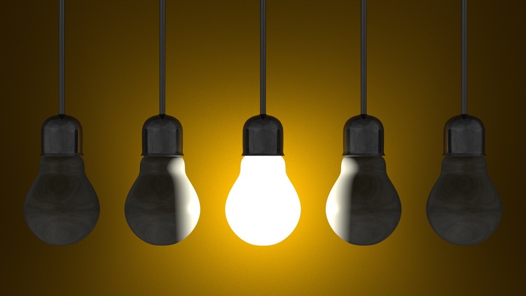 lightbulbs against a yellow background