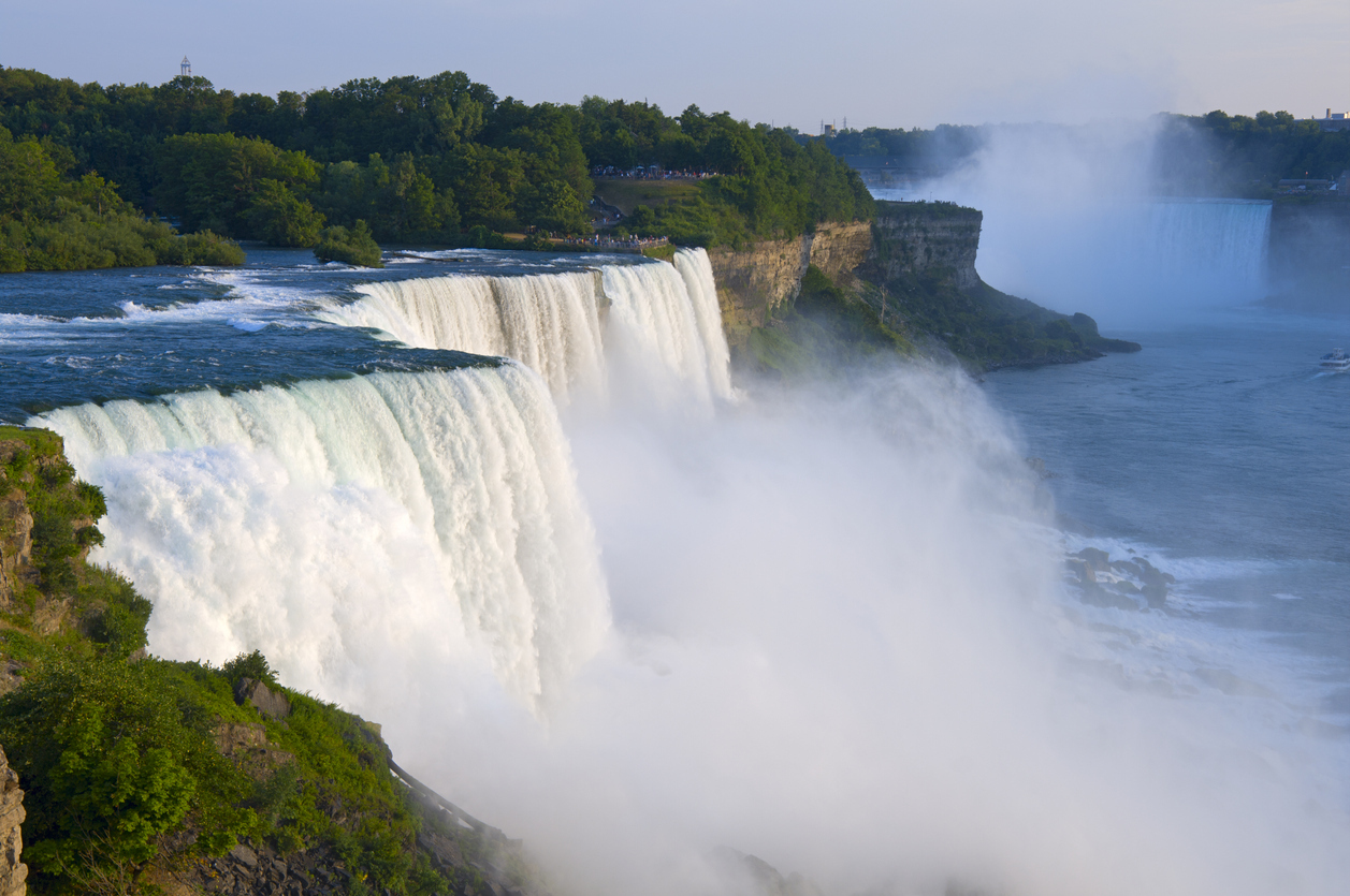Atop American Falls from observation deck at Niagara Falls State Park in New York