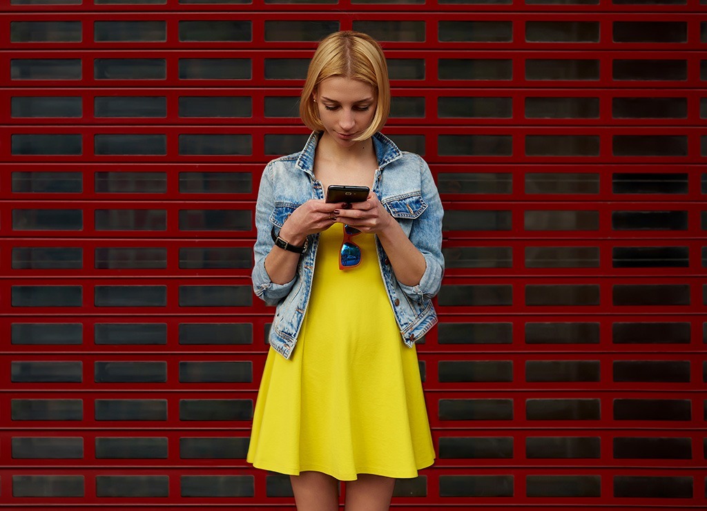 Woman staring at phone