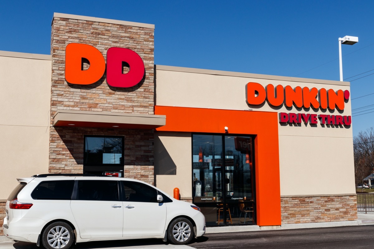 dunkin drive thru with car 