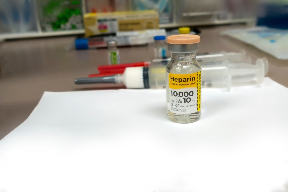 A vial of heparin.