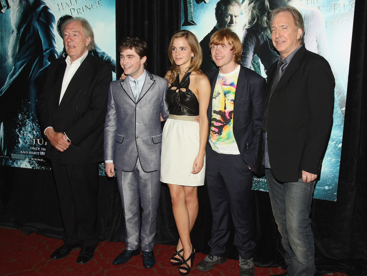 Michael Gambon, Daniel Radcliffe, Emma Watson, Rupert Grint, and Alan Rickman at the premiere of 