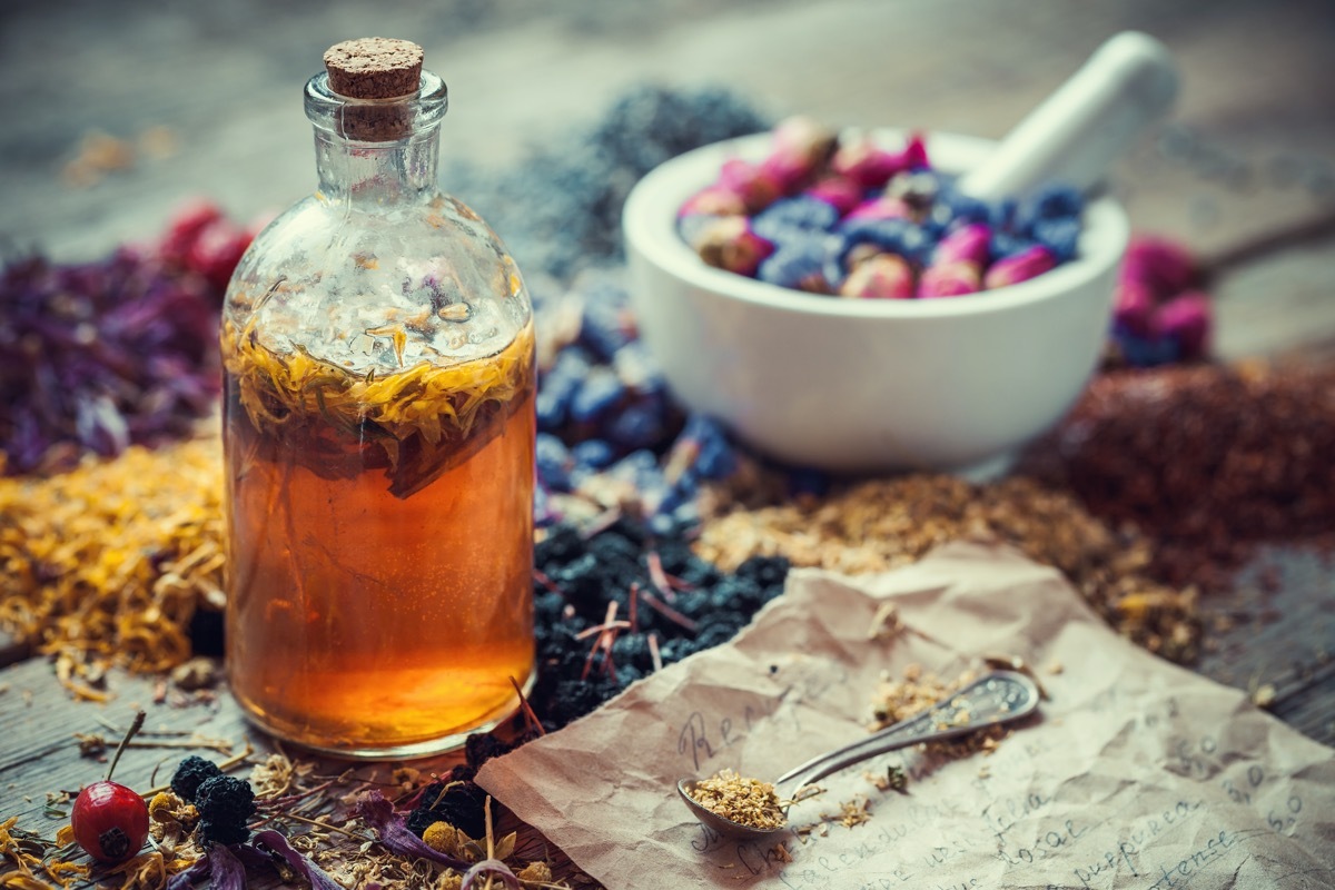 Herbal medicine elixir bottle