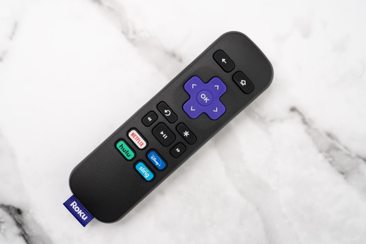 Clarkston Michigan USA - 03 05 2021 : Roku streaming service remote