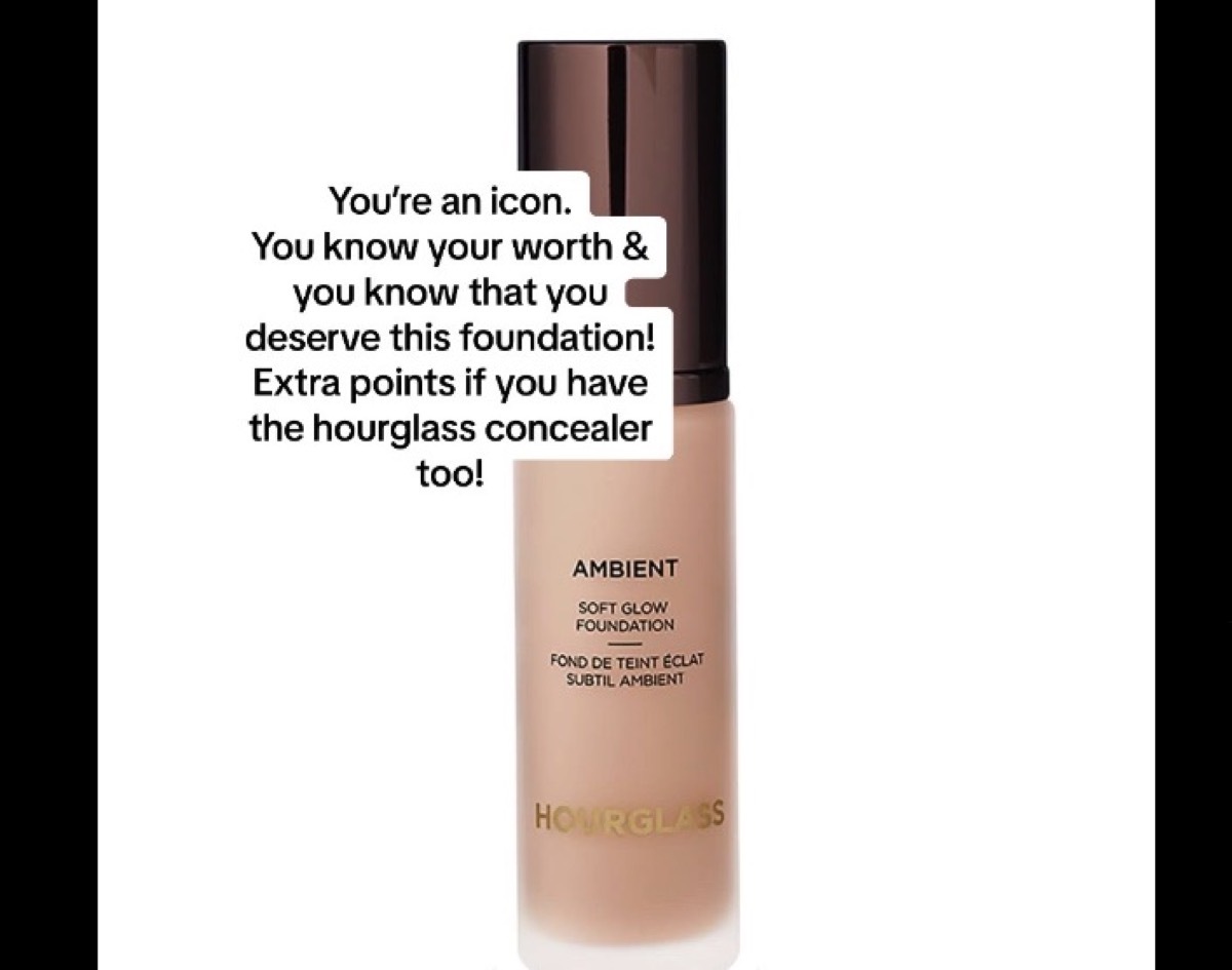 A bottle of Hourglass Ambient Foundation with the caption: