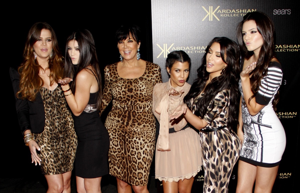Khloe, Kourtney, and Kim Kardashian, and Kylie, Kendall, and Kris Jenner at the Kardashian Kollection Launch Party in 2011