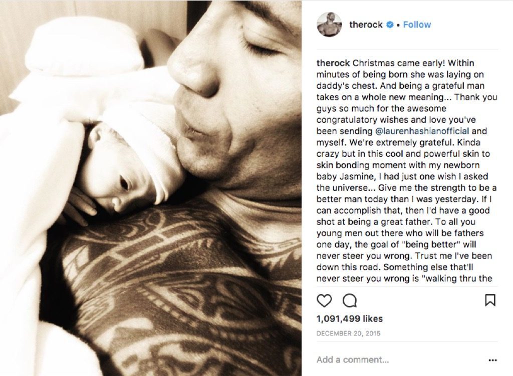 The Rock announces the birth of baby Jasmine.