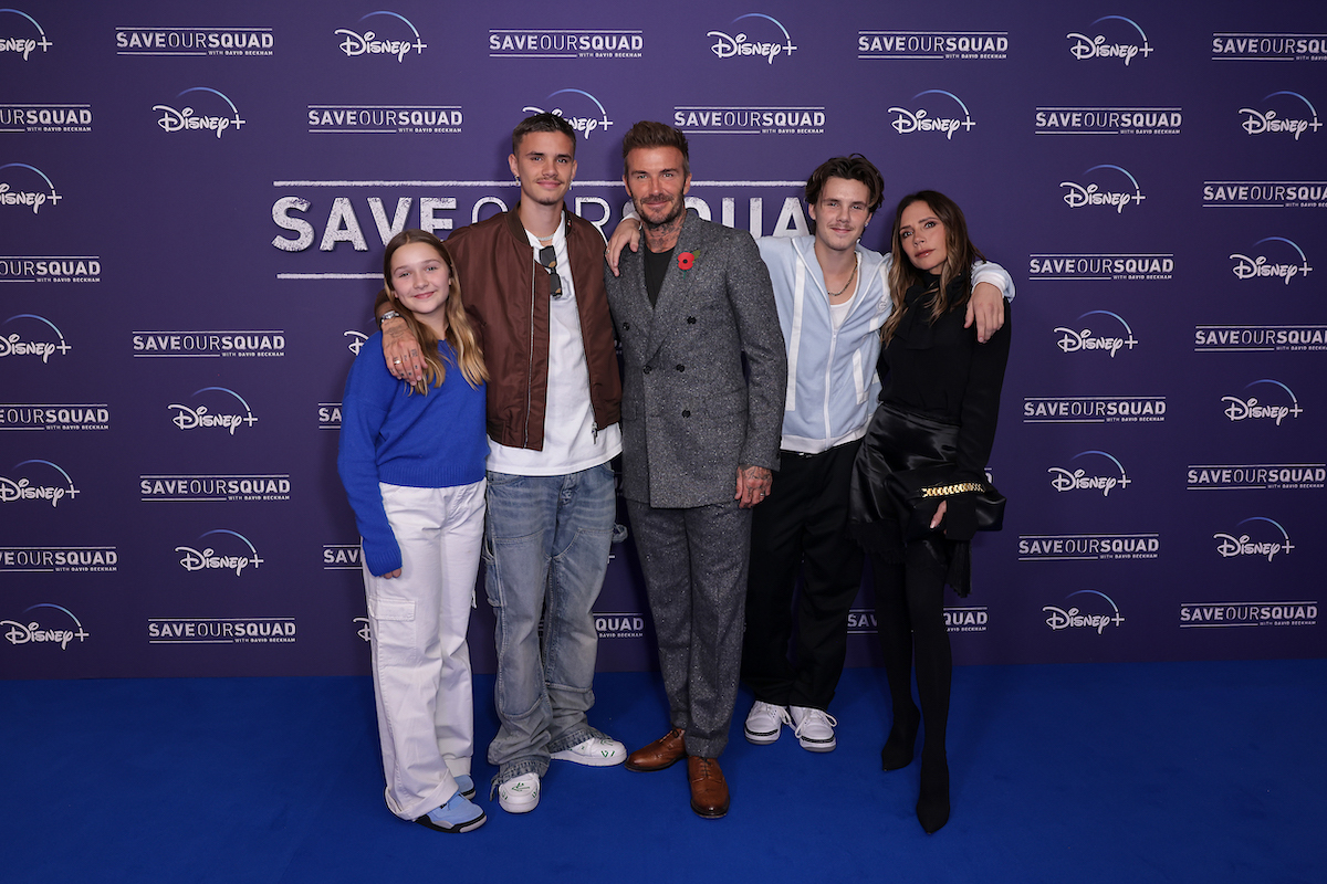 Harper, Romeo, David, Cruz, and Victoria Beckham at a screening of
