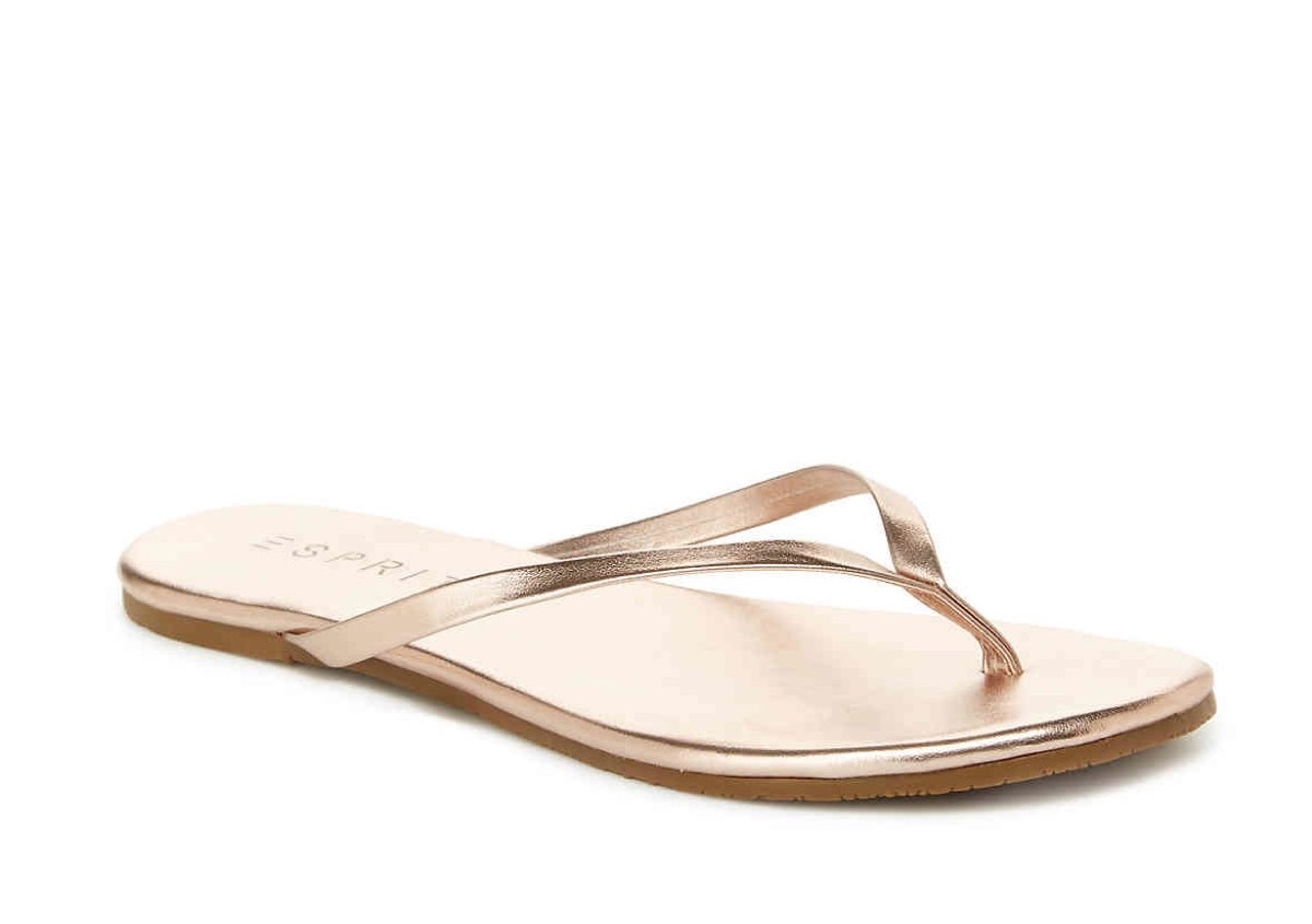 gold flip flops, affordable sandals