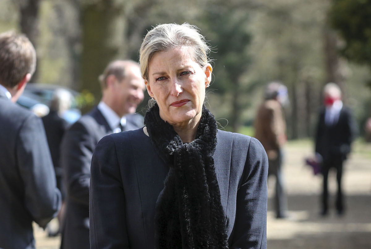 Sophie, Countess of Wessex attends Sunday Service at the Royal Chapel of All Saints, Windsor, following the announcement on Friday April 9th of the death of Prince Philip, Duke of Edinburgh, at the age of 99, on April 11, 2021 in Windsor, England.