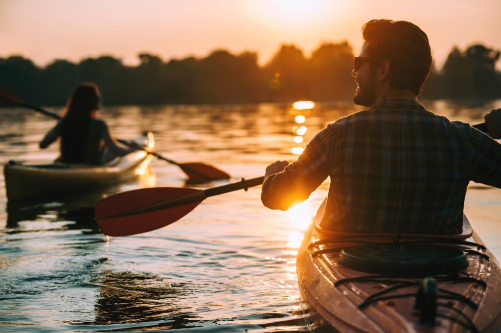 Man and woman kayaking