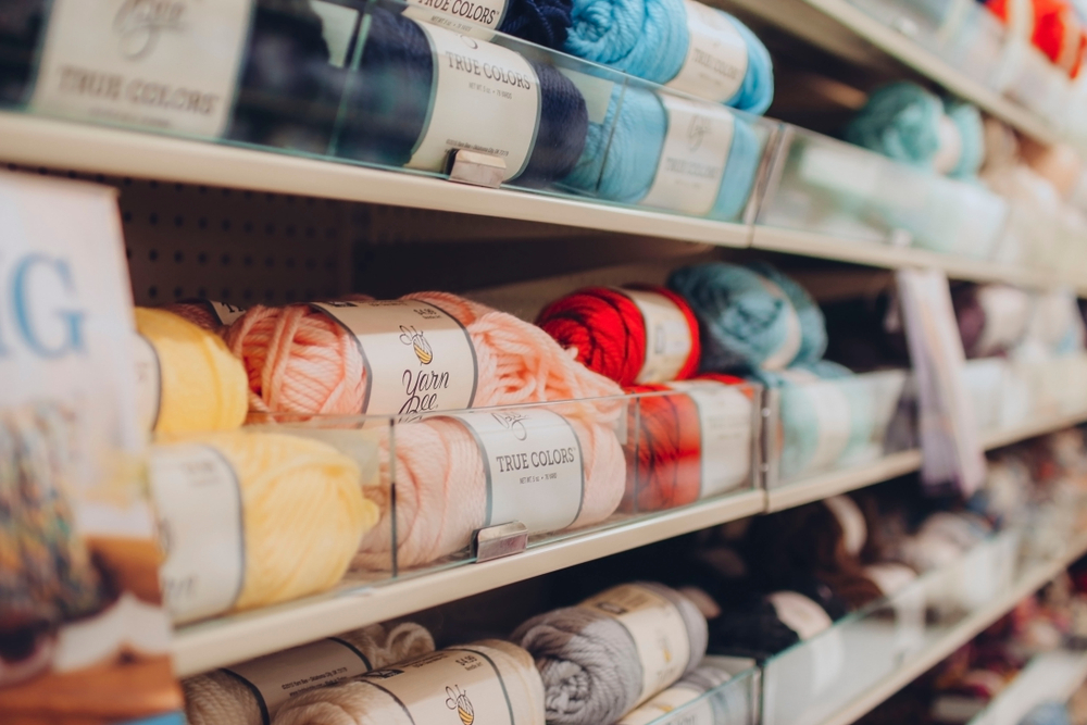 display of yarn in a store