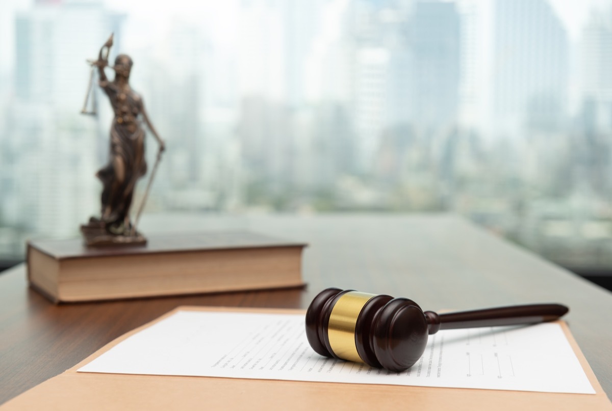 gavel on legal document