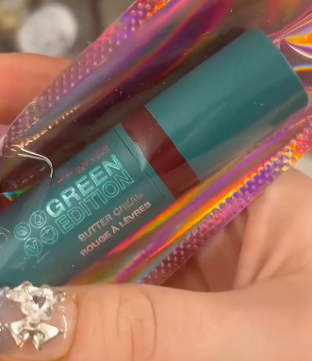 still from TikTok showing Dollar Tree Maybelline product