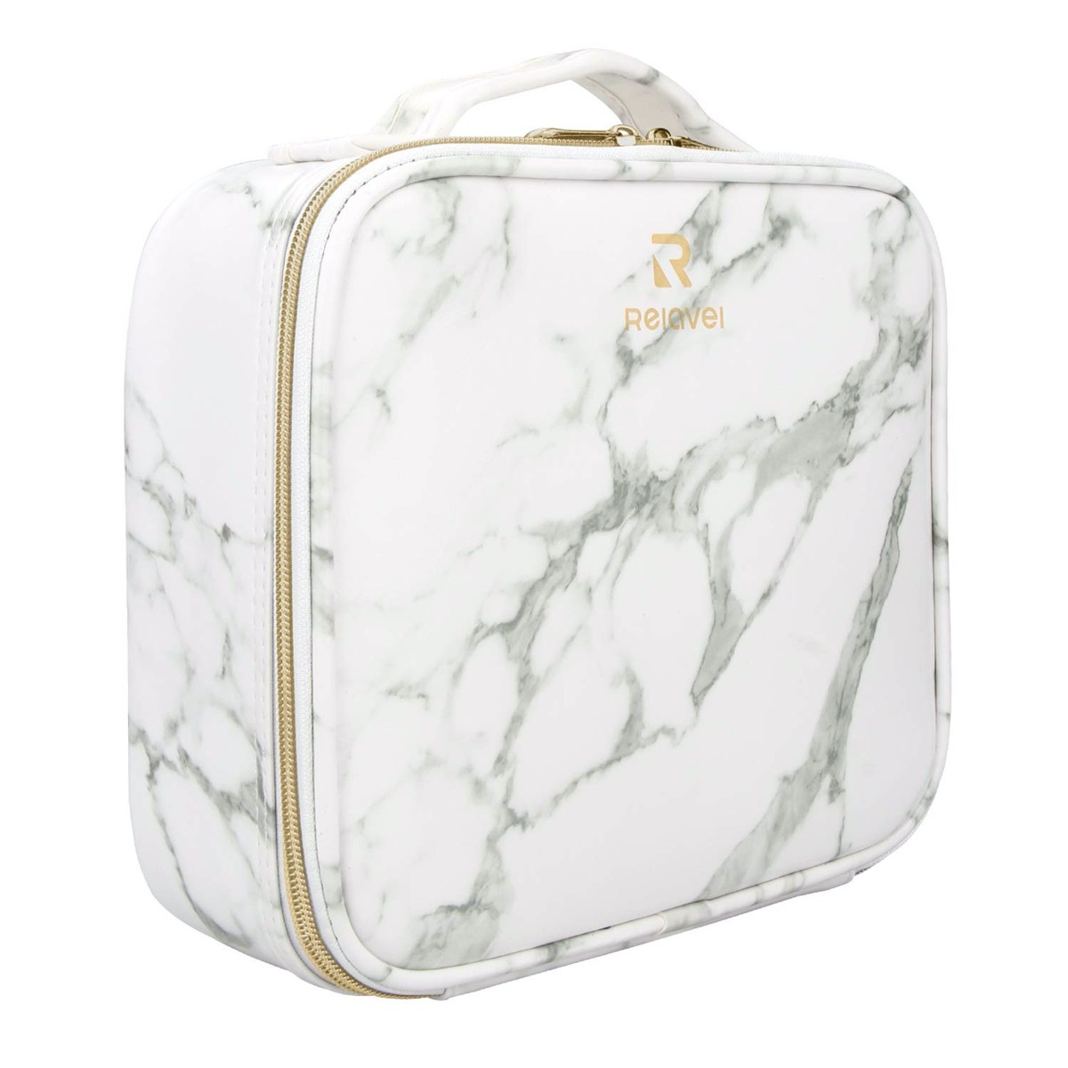white and gray marble-look makeup case