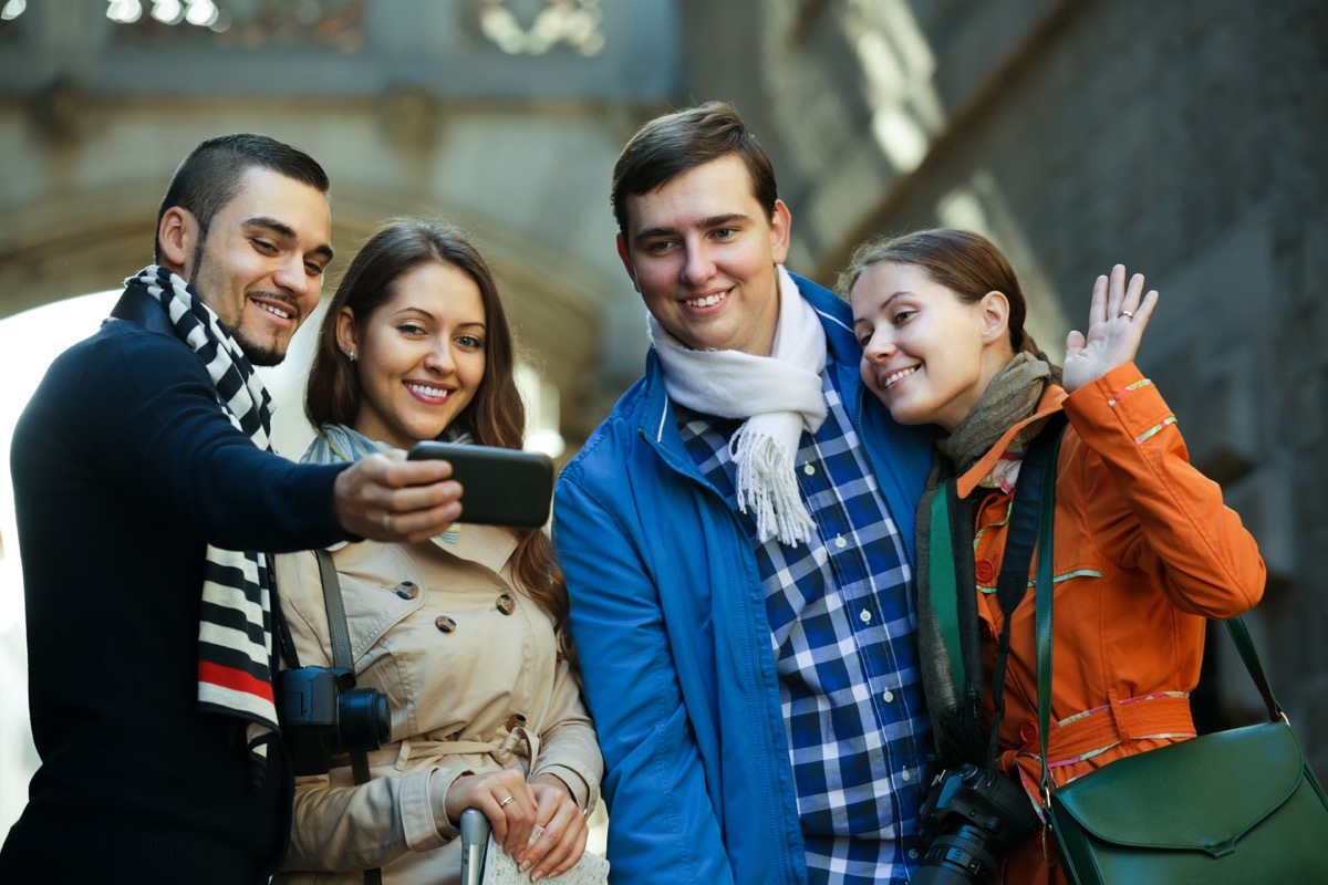 group of friends taking a selfie