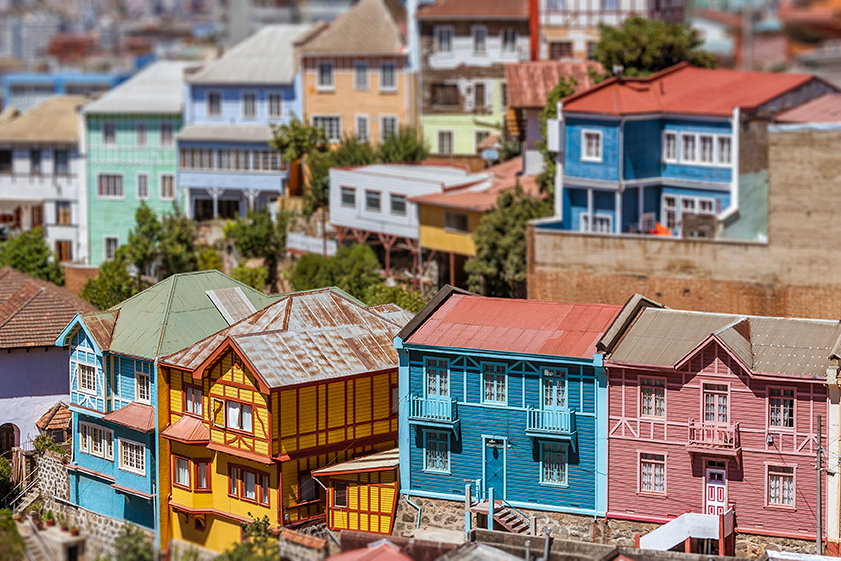colorful houses on a steep hillside in valparaiso
