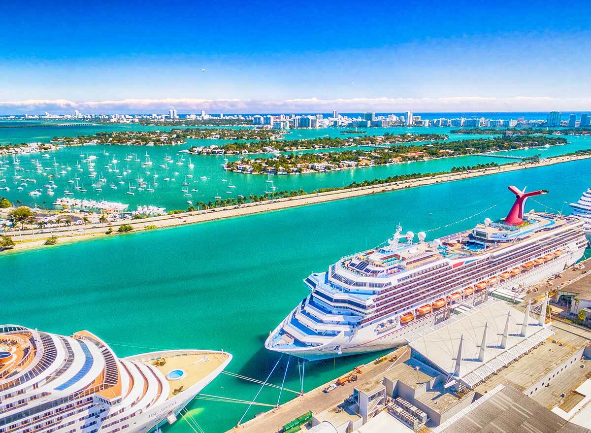 aerial view of a cruise ship terminal