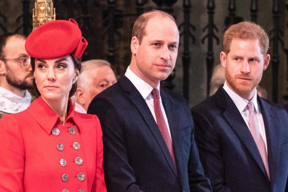 Britain's Catherine, Duchess of Cambridge, Britain's Prince William, Duke of Cambridge, and Britain's Prince Harry, Duke of Sussex attend the Commonwealth Day service at Westminster Abbey in London on March 11, 2019.