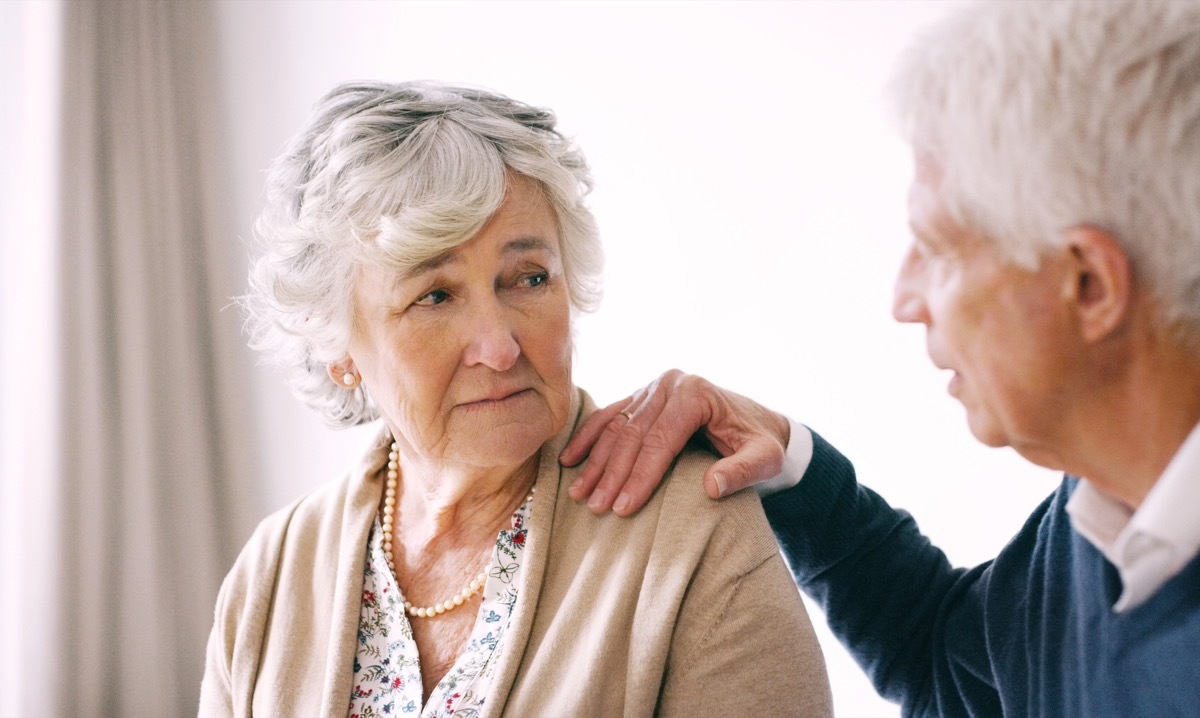 shot of a senior man comforting his wife at during a conversation at home