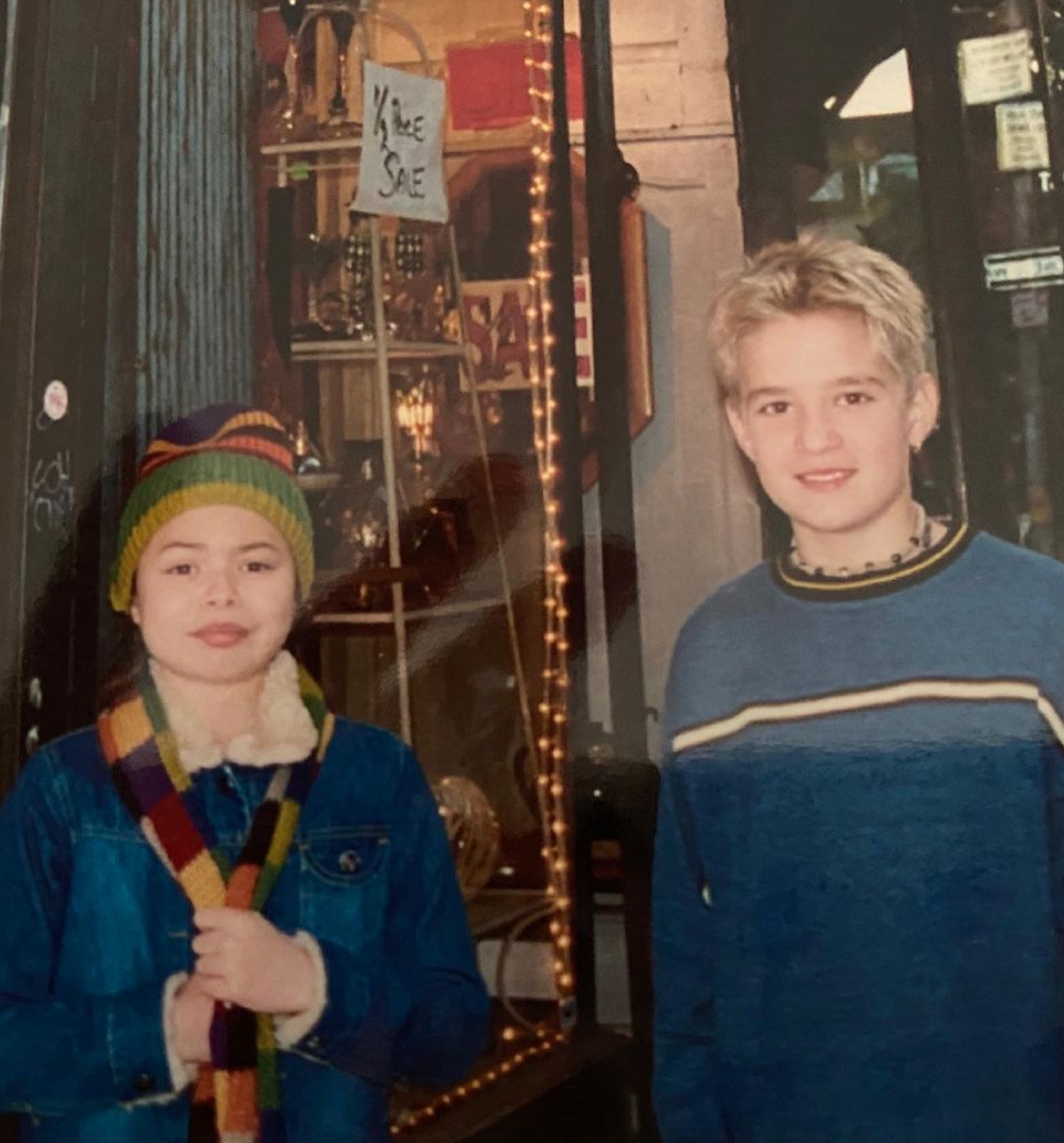 An old photo of Miranda Cosgrove and Kevin Clark when they were kids